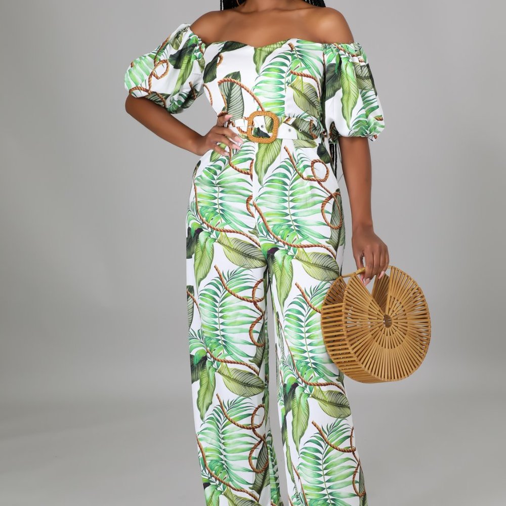 Green Tropical Summer Jumpsuit